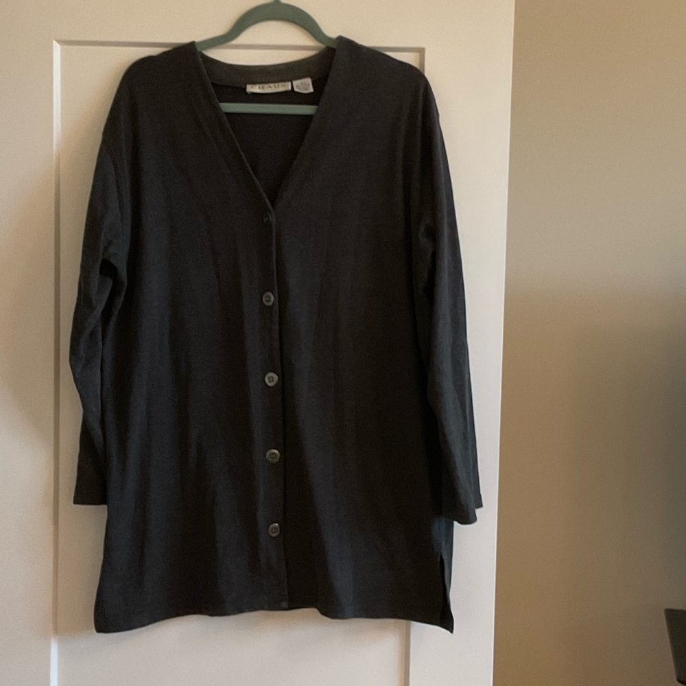 VINTAGE CHAUS SPORT DARK GRAY CARDIGAN- SIZE L